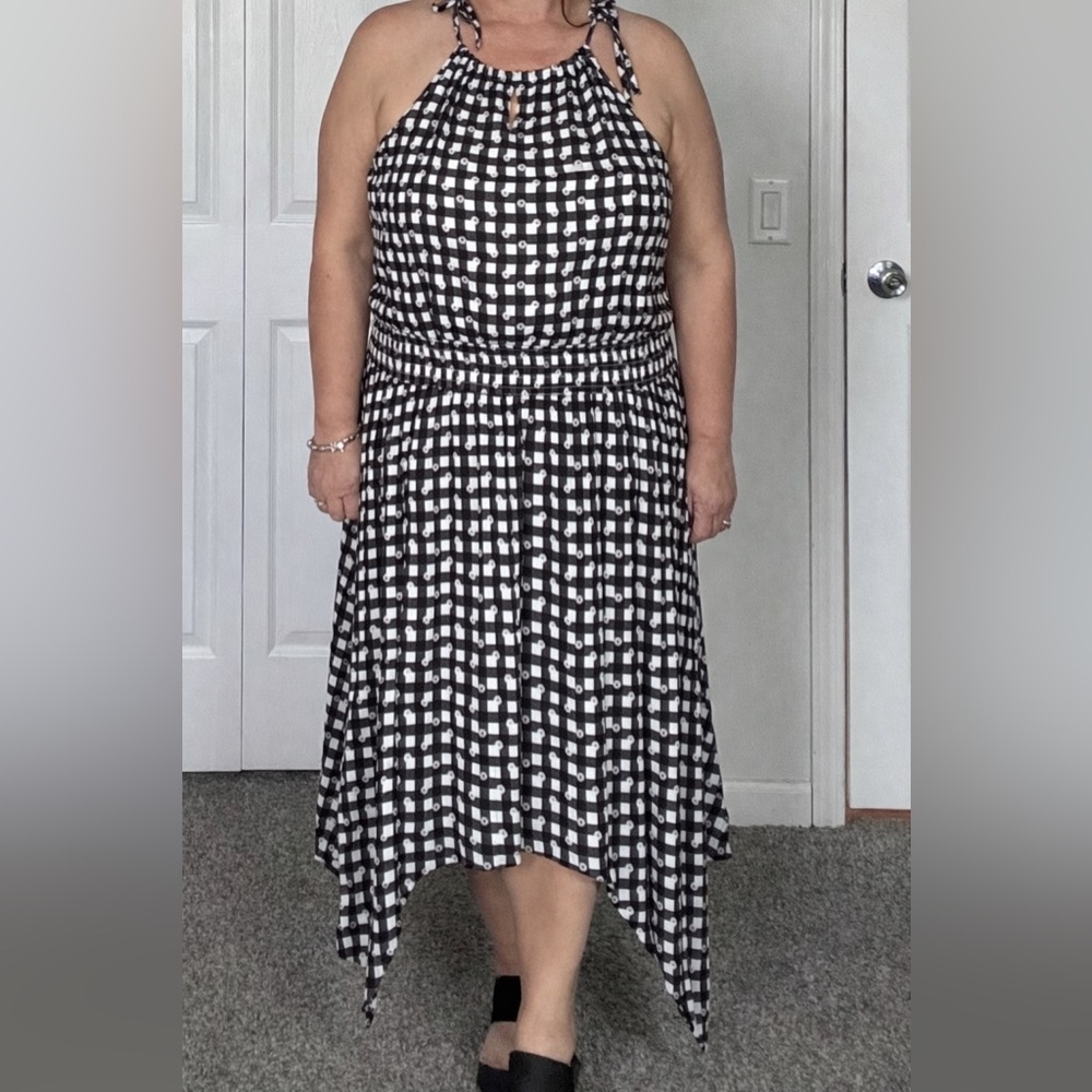 Maurices Black and White Asymmetrical Check Dress